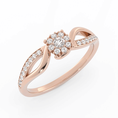 Lab Grown Diamond Split  Halo 18K Rose Gold Engagement Ring