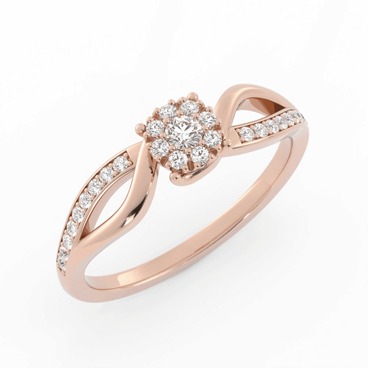 Lab Grown Diamond Split  Halo 18K Rose Gold Engagement Ring