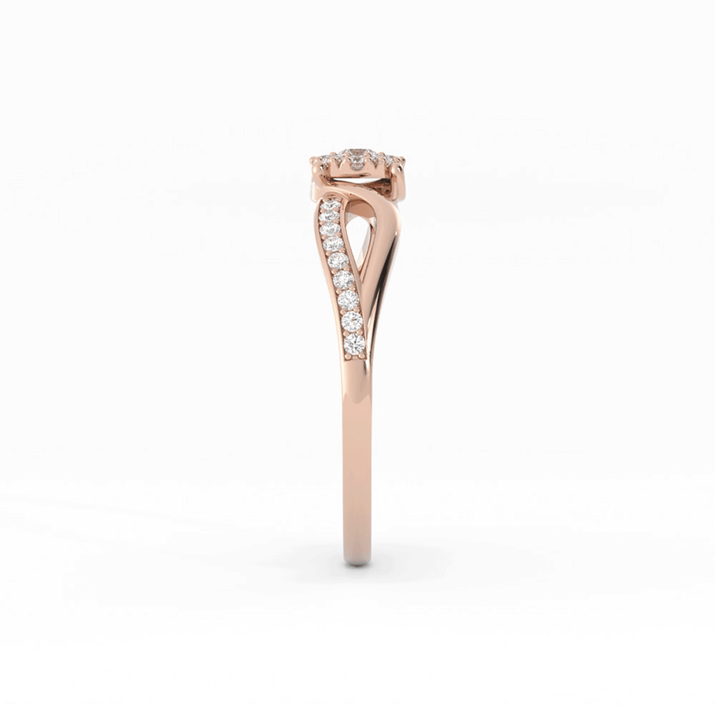 Lab Grown Diamond Split  Halo 18K Rose Gold Engagement Ring