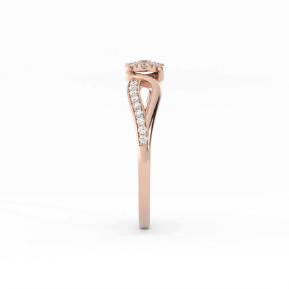 Lab Grown Diamond Split  Halo 18K Rose Gold Engagement Ring
