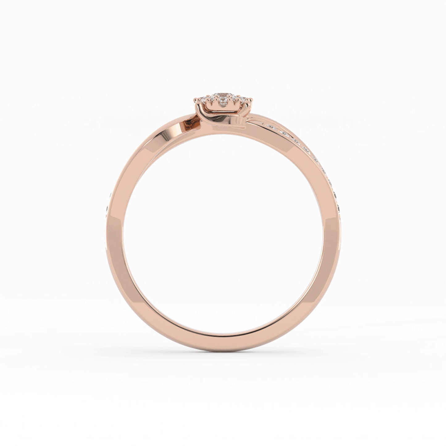 Lab Grown Diamond Split  Halo 18K Rose Gold Engagement Ring