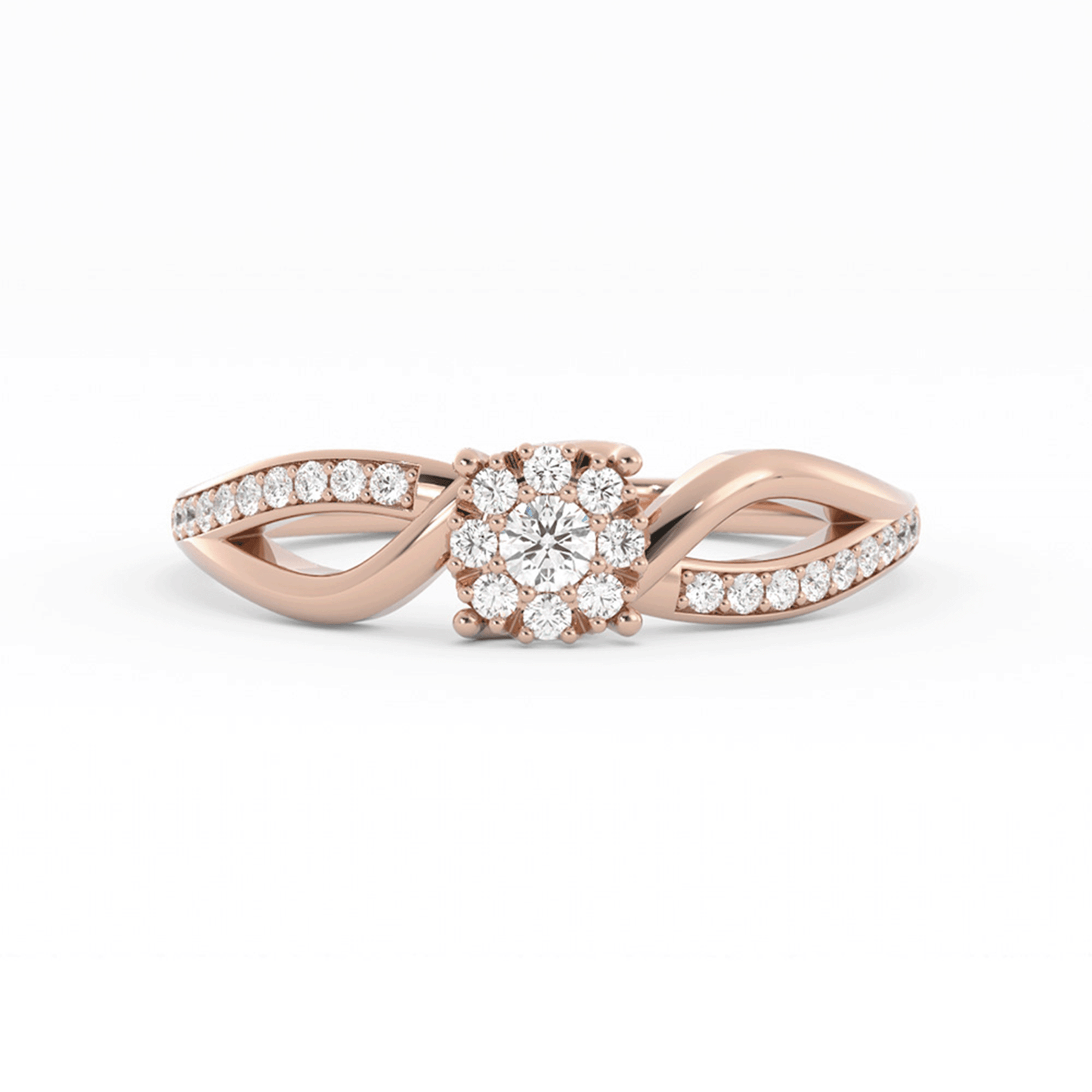 Lab Grown Diamond Split  Halo 18K Rose Gold Engagement Ring
