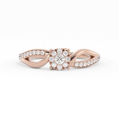Lab Grown Diamond Split  Halo 18K Rose Gold Engagement Ring