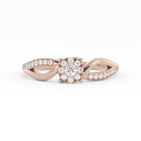 Lab Grown Diamond Split  Halo 18K Rose Gold Engagement Ring