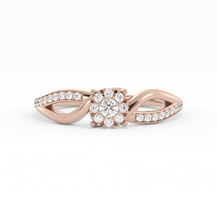 Lab Grown Diamond Split  Halo 18K Rose Gold Engagement Ring