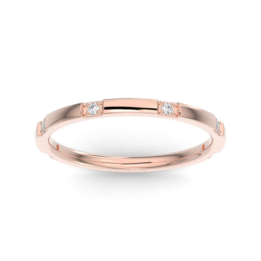 18K Rose Gold Six Spaced Stone Lab Grown Diamond Wedding Band