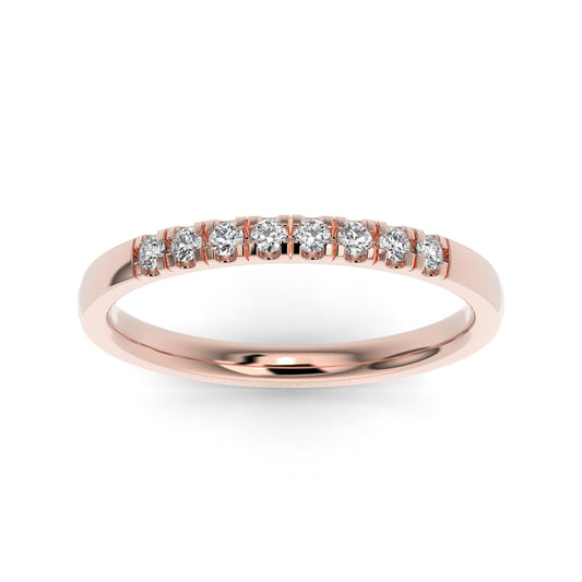 18K Rose Gold Pave Eight Stone Lab Grown Diamond Wedding Band