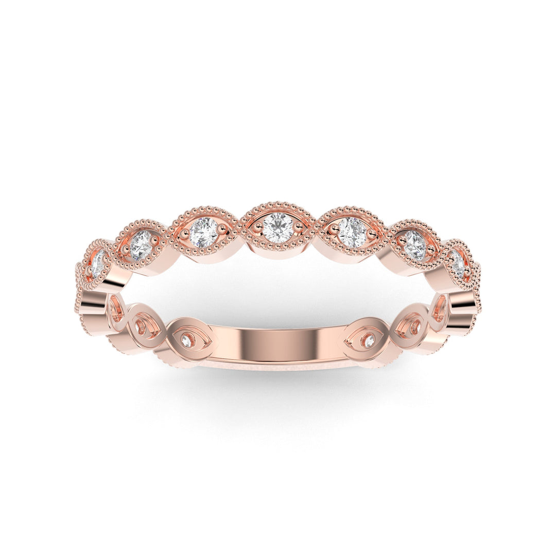 18K Rose Gold Three Quarter Shank Lab Grown Diamond Wedding Band