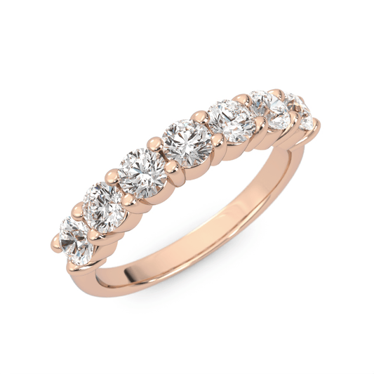 18K Rose Gold 7 Stone Quarter Shank Lab Grown Diamond Wedding Band