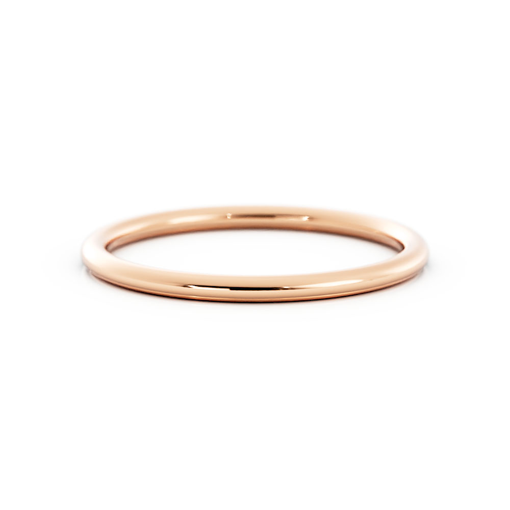 18K Rose Gold High Polish Domed 1.5mm Wedding Band