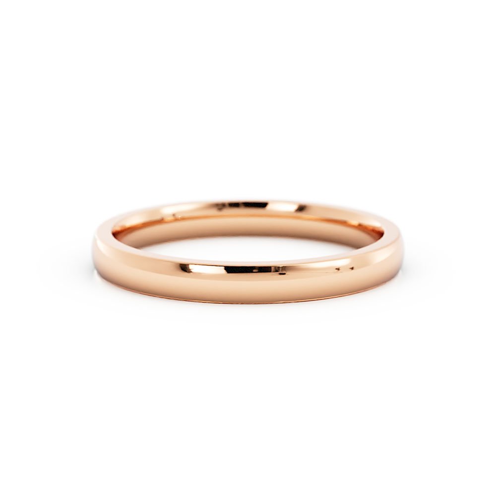 18k Rose Gold 2.5mm Mid-Weight Domed Comfort Fit Wedding Band