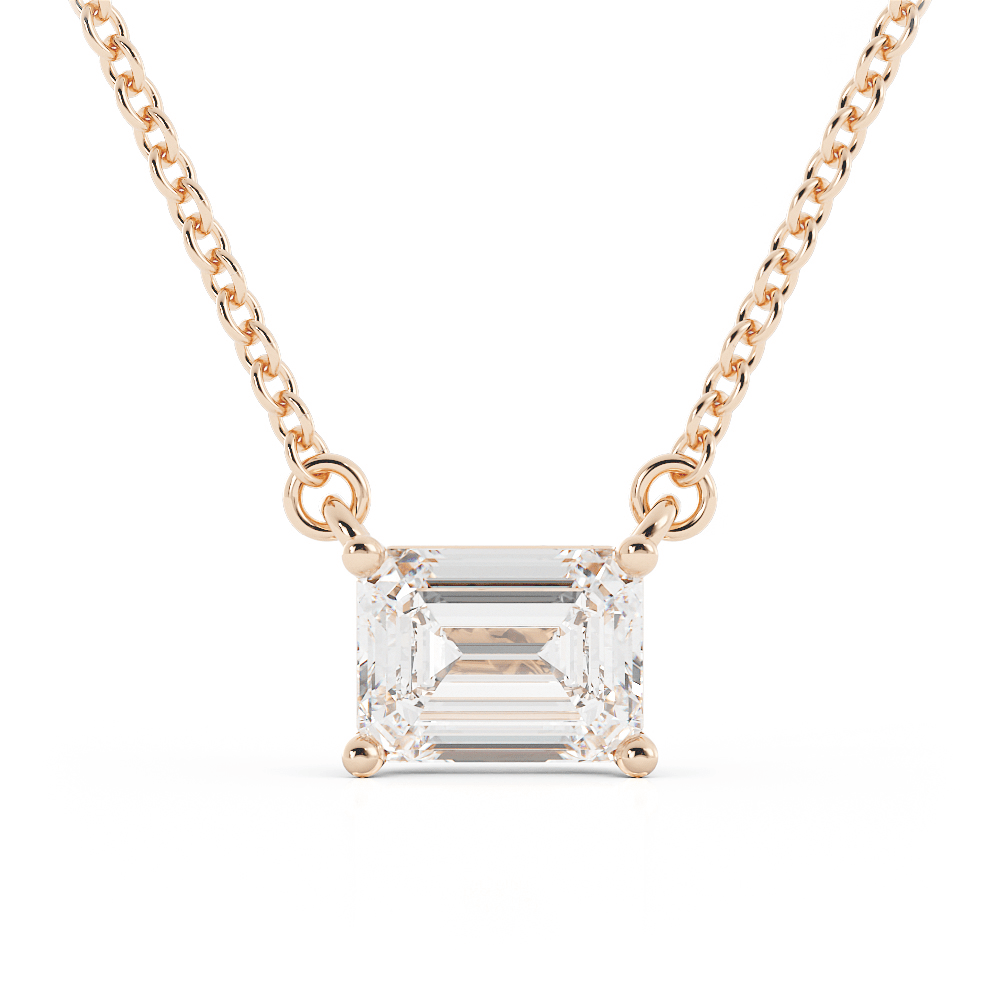 Classic Emerald Cut moissanite 1.67 ct. Solitaire Pendant Necklace, 18k Rose Gold-1