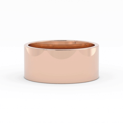 18K Rose Gold 10mm  Flat Comfort Fit Wedding Band