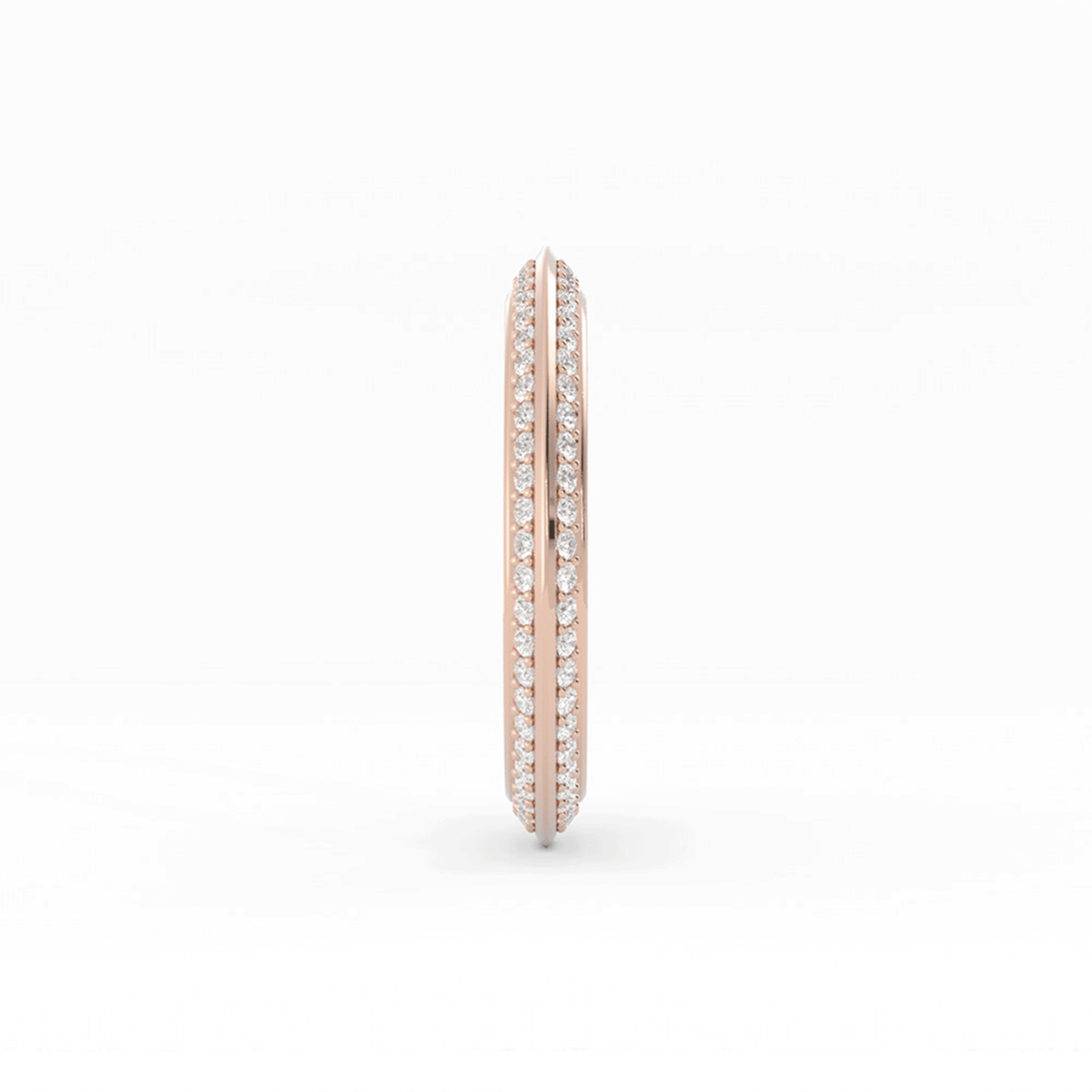 18K Rose Gold Round Double Knife Edge Lab Grown Diamond Wedding Band