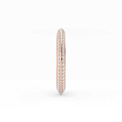 18K Rose Gold Round Double Knife Edge Lab Grown Diamond Wedding Band