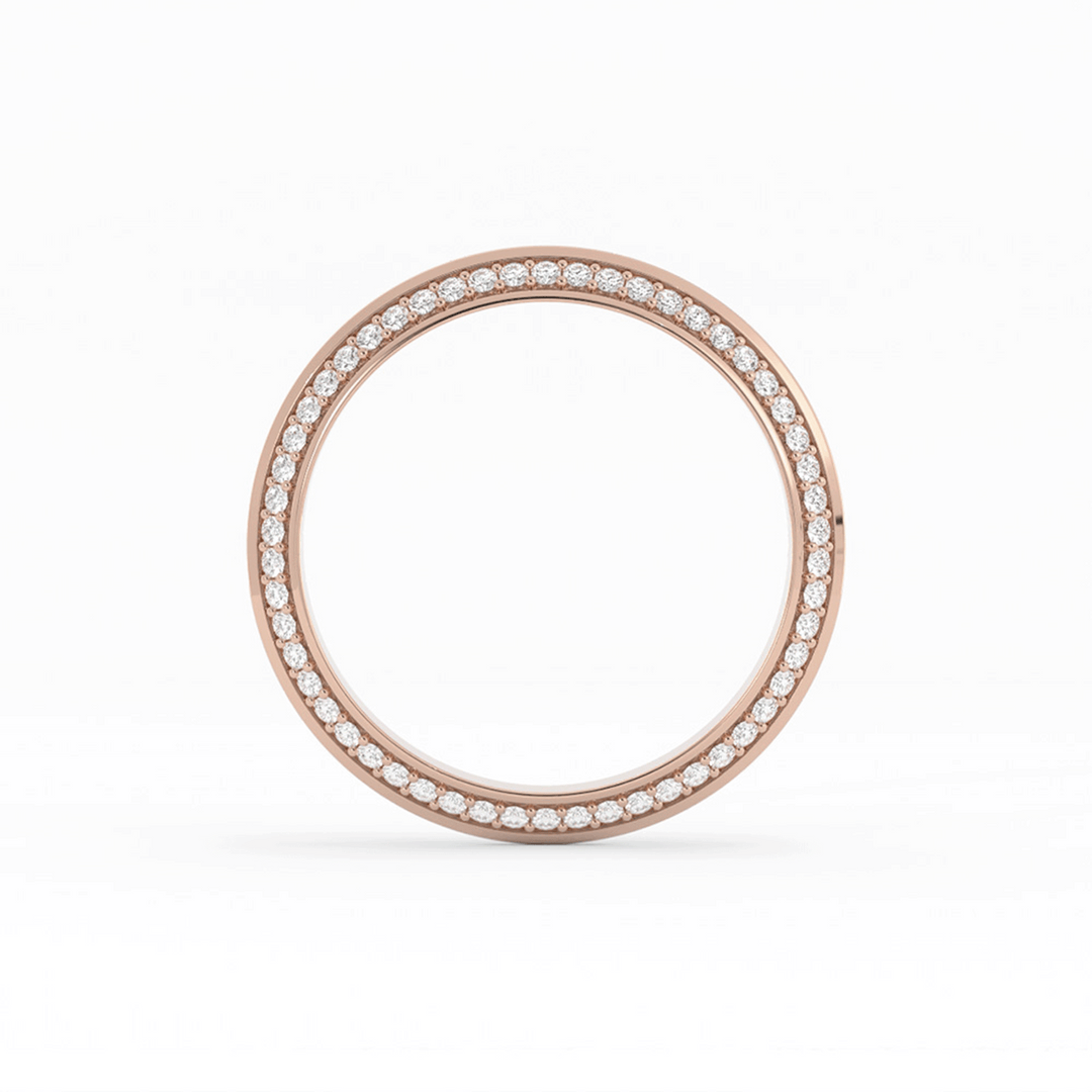 18K Rose Gold Round Double Knife Edge Lab Grown Diamond Wedding Band