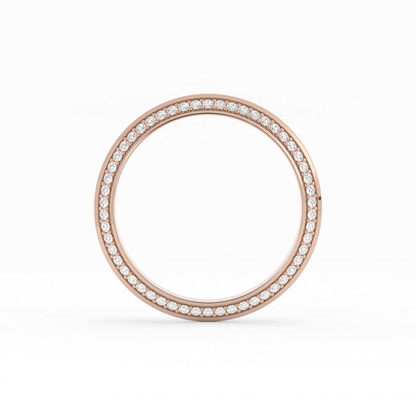 18K Rose Gold Round Double Knife Edge Lab Grown Diamond Wedding Band
