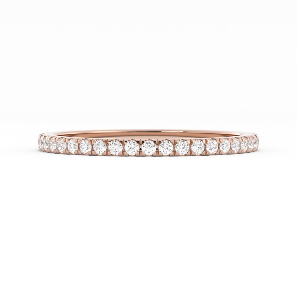 18K Rose Gold Round Pave Half Shank Lab Grown Diamond Wedding Band