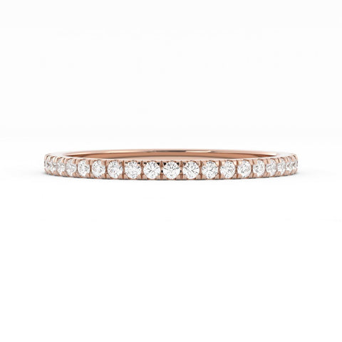 18K Rose Gold Round Pave Half Shank Lab Grown Diamond Wedding Band