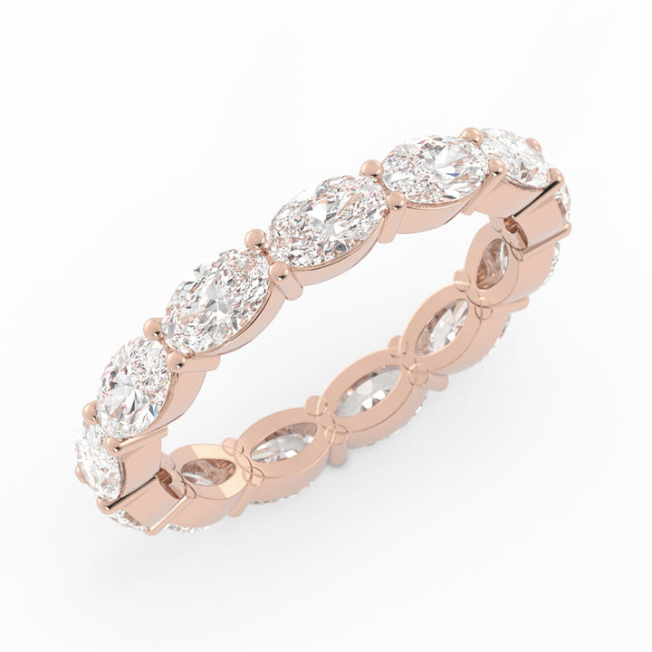 18K Rose Gold Lab Grown Diamond Oval Eternity 2.67mm Wedding Band