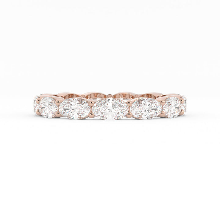 18K Rose Gold Lab Grown Diamond Oval Eternity 2.67mm Wedding Band