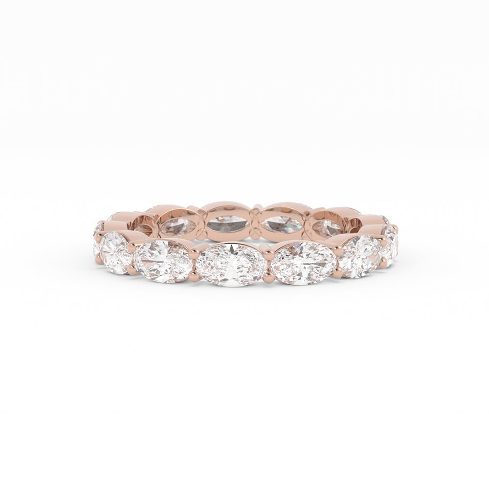 18K Rose Gold Natural Diamond Oval Eternity 2.67mm Wedding Band