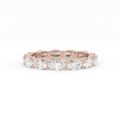 18K Rose Gold Natural Diamond Oval Eternity 2.67mm Wedding Band