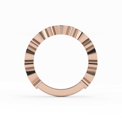 18K Rose Gold Round Three Quarter Alternating Eyelet Natural Diamond Wedding Band