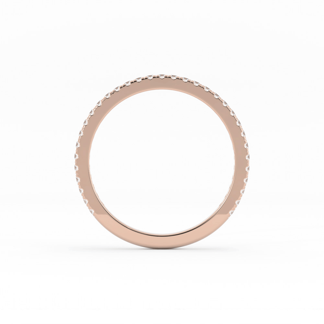 18K Rose Gold Round Three Quarter Pave Lab Grown Diamond Wedding Band