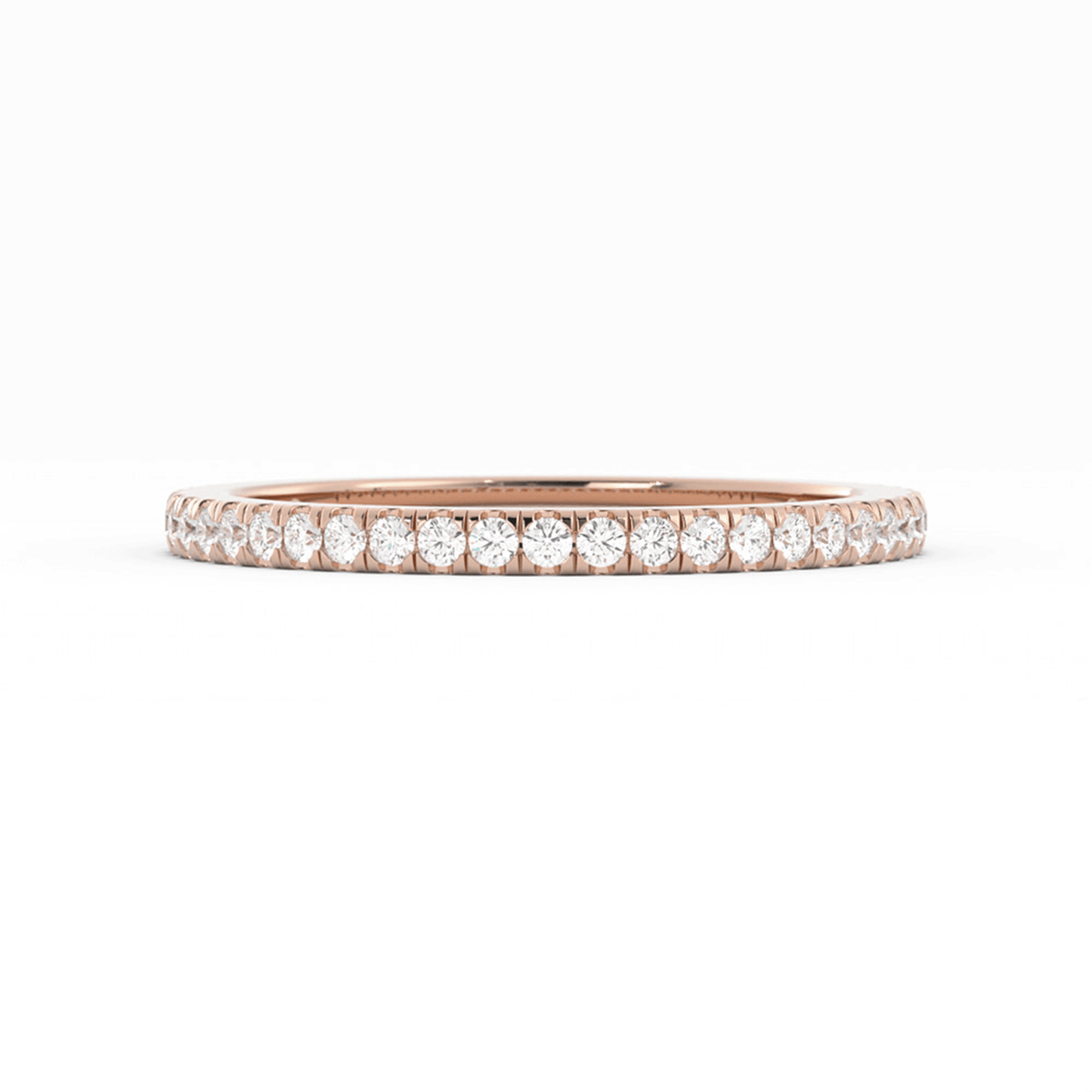 18K Rose Gold Round Three Quarter Pave Lab Grown Diamond Wedding Band