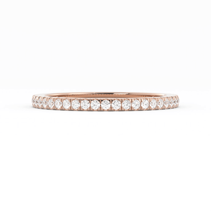 18K Rose Gold Round Three Quarter Pave Lab Grown Diamond Wedding Band