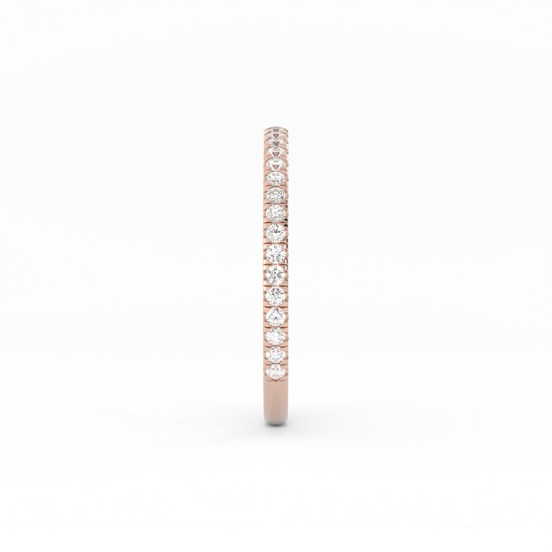 18K Rose Gold Round Three Quarter Pave Natural Diamond Wedding Band