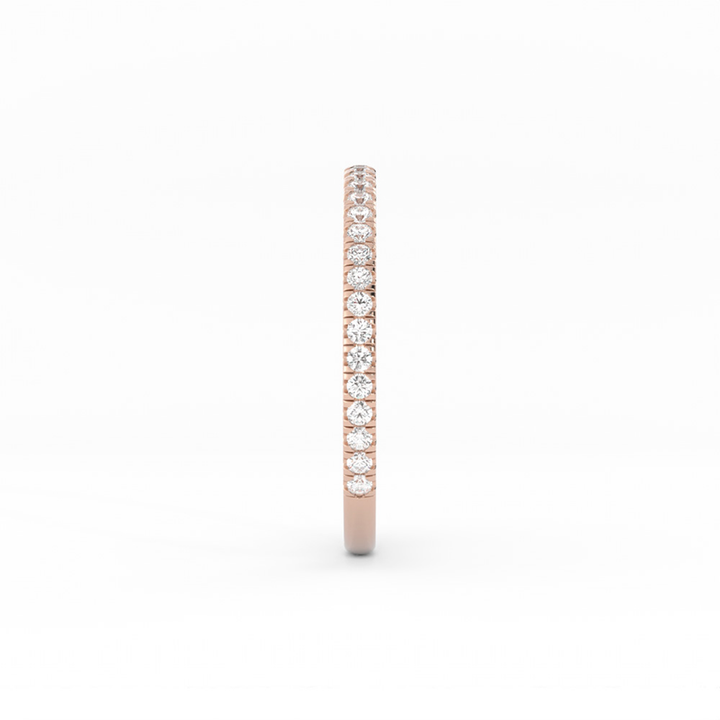 18K Rose Gold Round Three Quarter Pave Natural Diamond Wedding Band