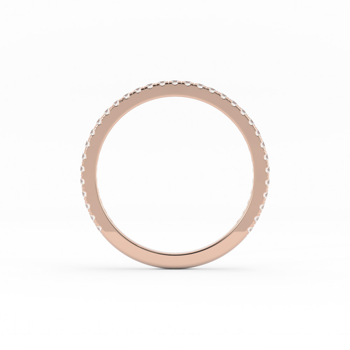 18K Rose Gold Round Three Quarter Pave Natural Diamond Wedding Band