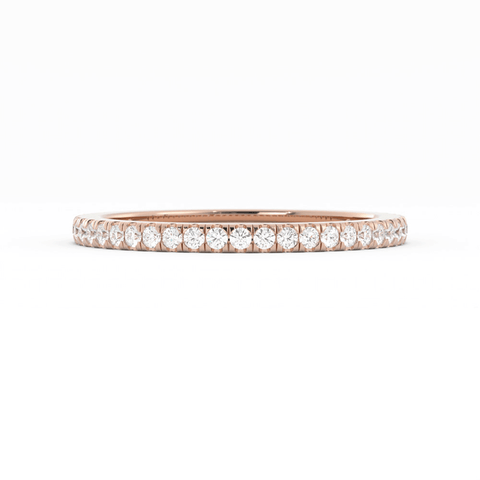 18K Rose Gold Round Three Quarter Pave Natural Diamond Wedding Band