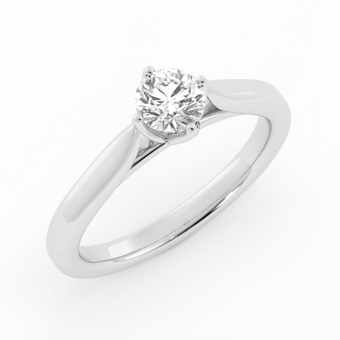 0.5ct Lab Grown Diamond Round Solitaire 18K White Gold Engagement Ring