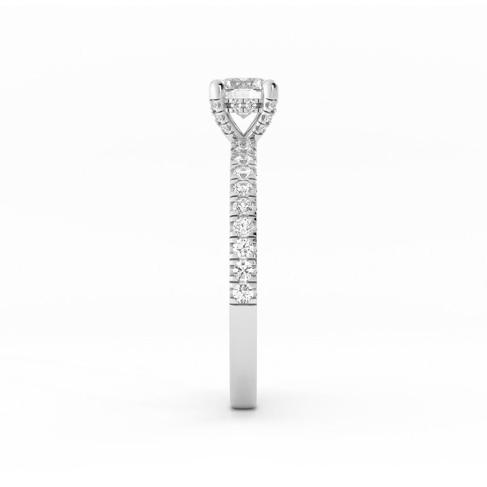 0.5ct Lab Grown Diamond Pave Halo, Accent 18K White Gold Engagement Ring