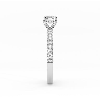 0.5ct Lab Grown Diamond Pave Halo, Accent 18K White Gold Engagement Ring