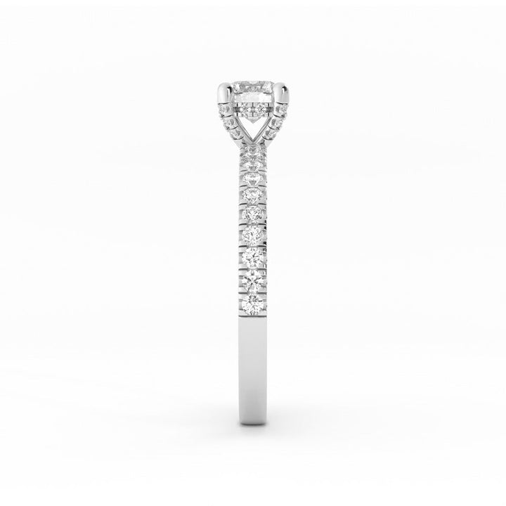 0.5ct Lab Grown Diamond Pave Halo, Accent 18K White Gold Engagement Ring