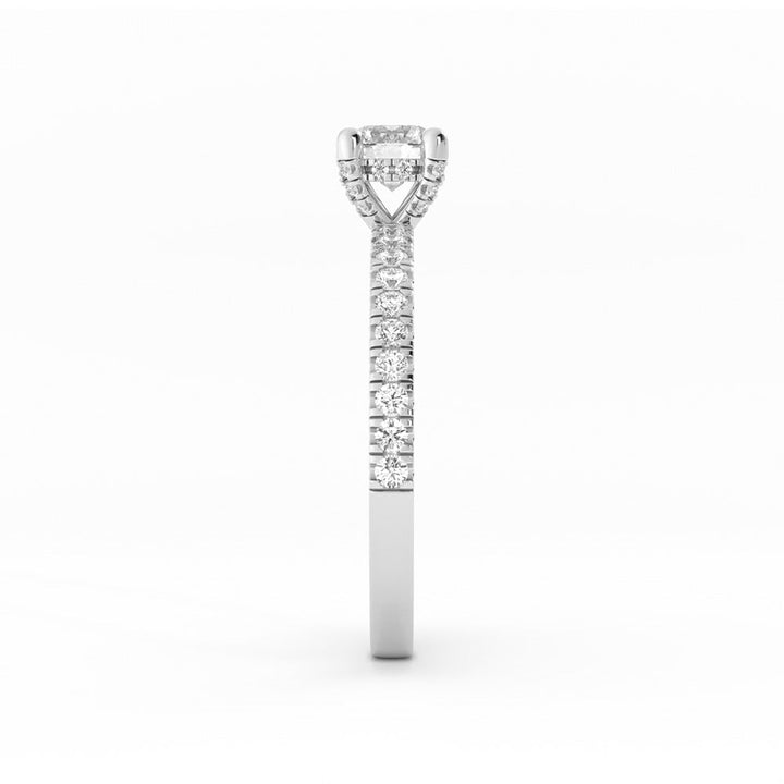 Pave Lab Grown Diamond Halo, Accent Engagement Ring