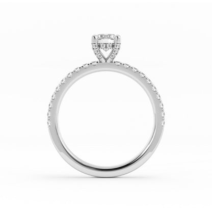 0.5ct Lab Grown Diamond Pave Halo, Accent 18K White Gold Engagement Ring