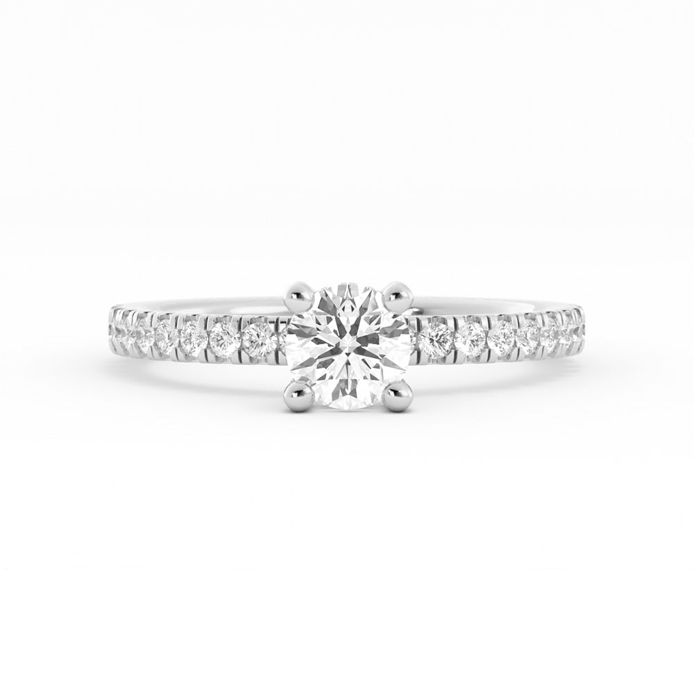 0.5ct Lab Grown Diamond Pave Halo, Accent 18K White Gold Engagement Ring
