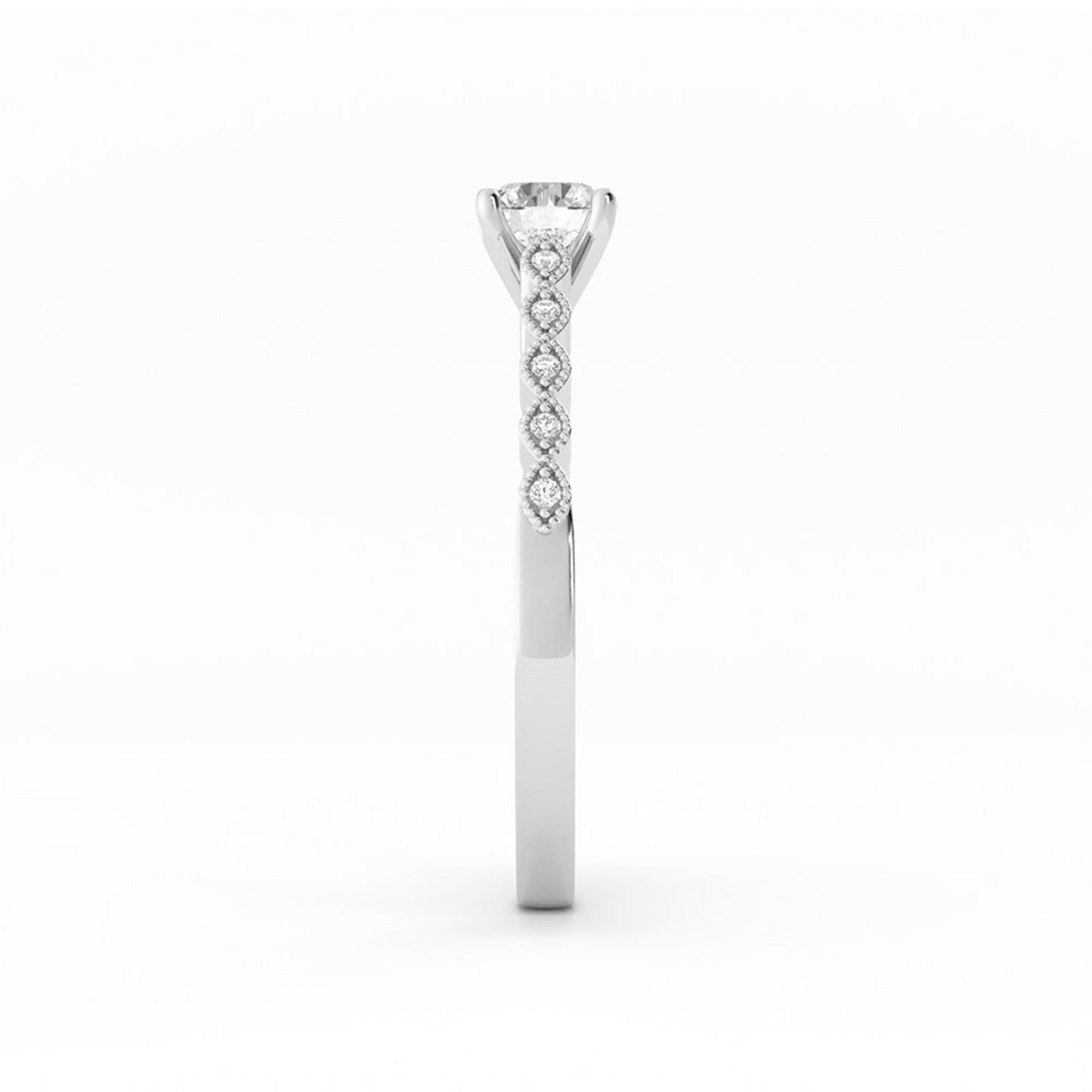 0.5ct Lab Grown Diamond Eyelet Band Accent 18K White Gold Engagement Ring