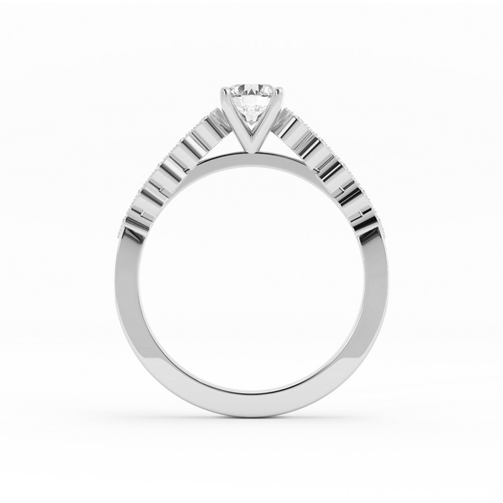 0.5ct Lab Grown Diamond Eyelet Band Accent 18K White Gold Engagement Ring