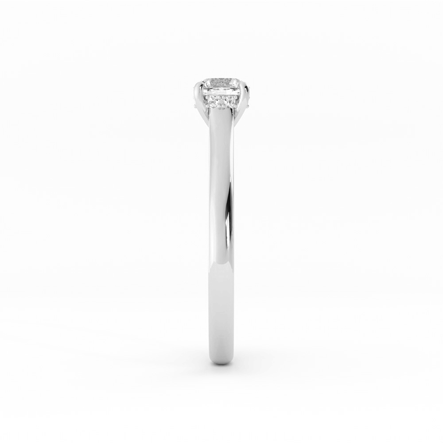 0.5ct Lab Grown Diamond Round Hidden Halo 18K White Gold Engagement Ring