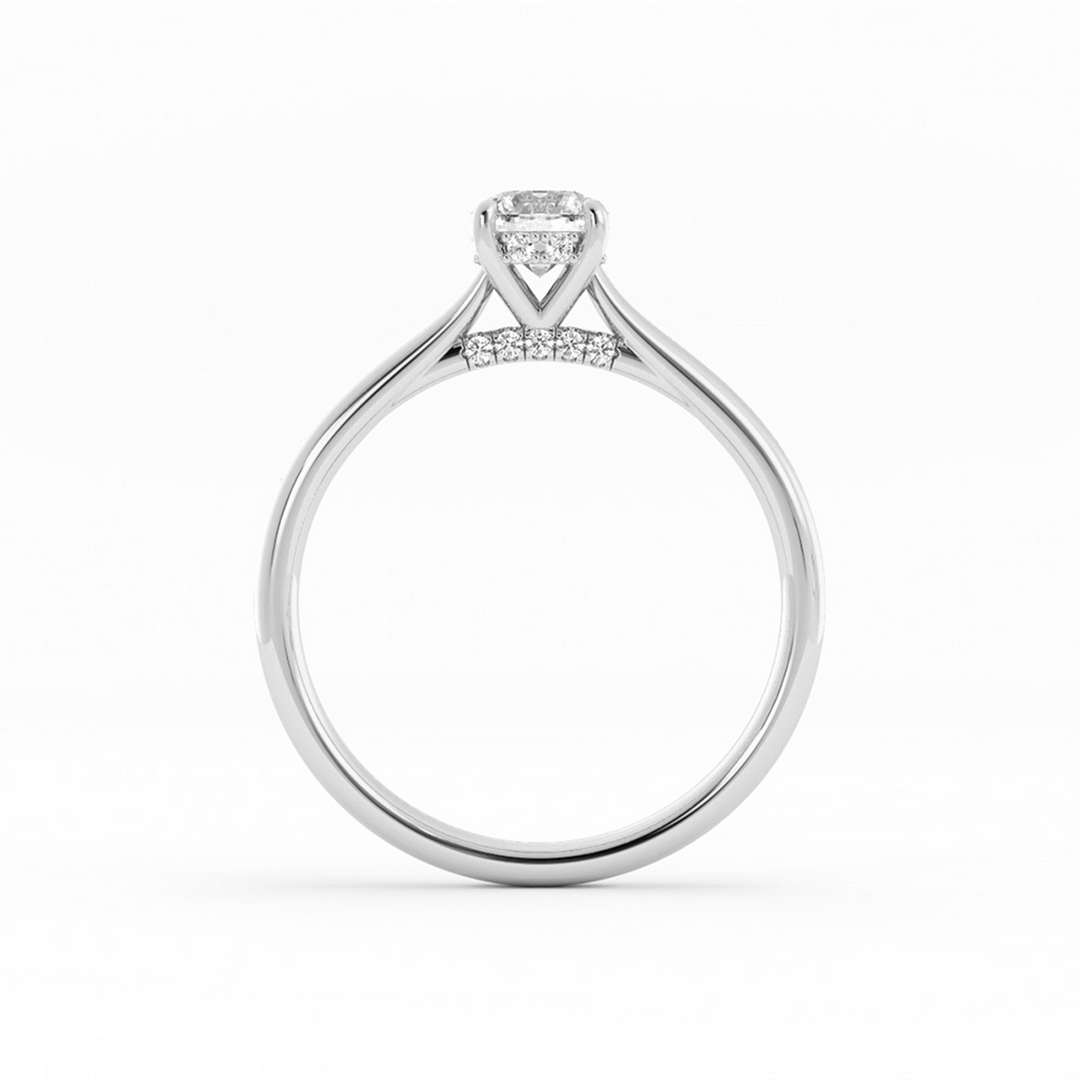 Round Lab Grown Diamond Hidden Halo Engagement Ring
