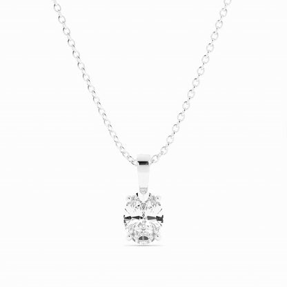 1.0ct Lab Grown Diamond Solitaire Oval 18K White Gold Necklace