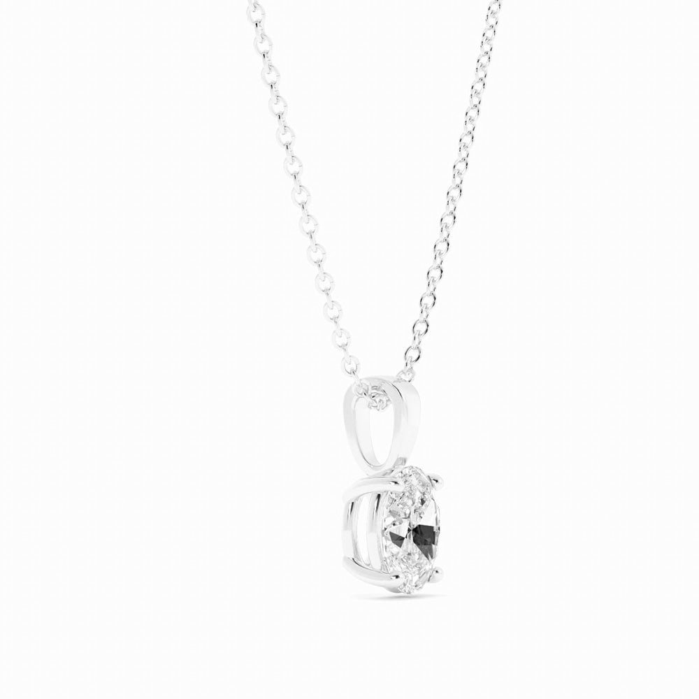 1.0ct Moissanite Solitaire Oval 18K White Gold Necklace