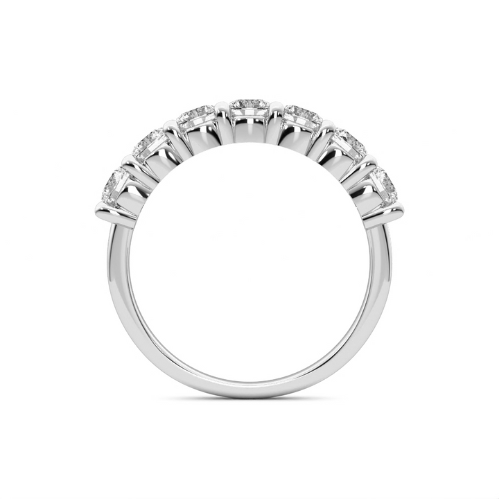 7 Stone Quarter Shank Lab Grown Diamond Wedding Band