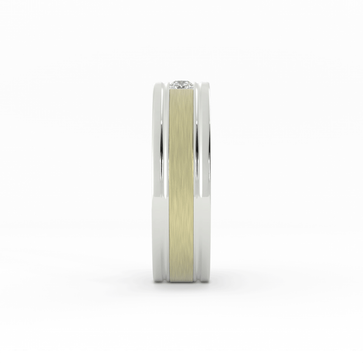 Two-Tone 18K White/Yellow Gold Round Triple Lab Grown Diamond Wedding Band
